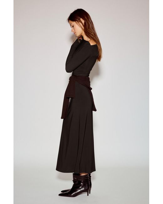 Pull&Bear Black Soft Draped Midi Dress
