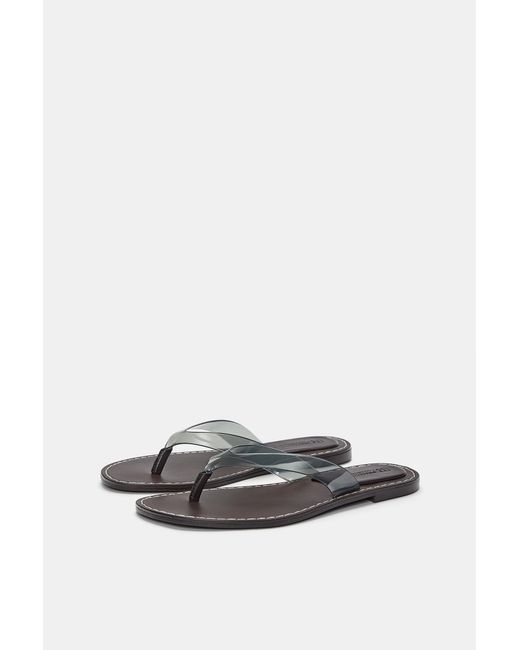 Pull&Bear Brown Flat Vinyl Sandals