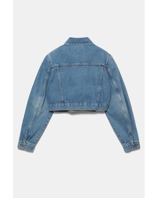 Pull&Bear Cropped Spijkerjack in het Blue