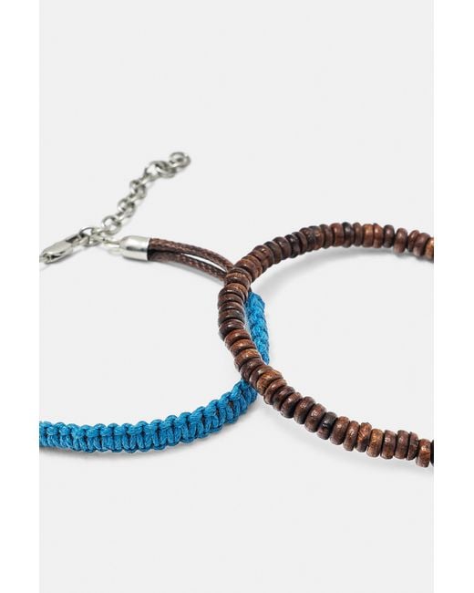 Pull&Bear Black 4-Pack Of Beaded And Chain Bracelets for men