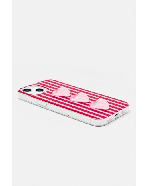 Pull&Bear Pink Striped Heart Iphone Case