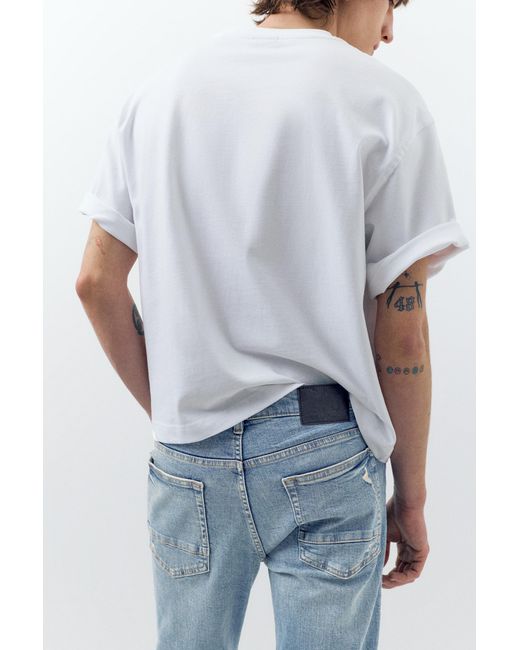 Pull&Bear Black Ripped Skinny Jeans for men