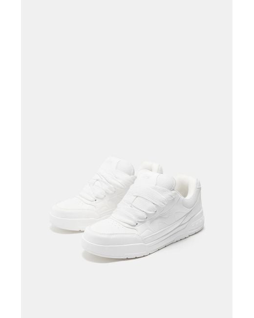 Pull&Bear White Embellished Stwd Skate Trainers for men