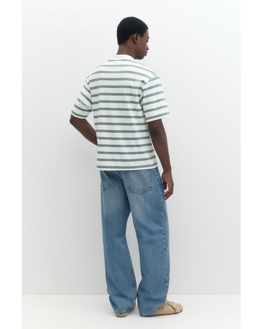 Pull&Bear Green Short Sleeve Interlock Polo Shirt for men