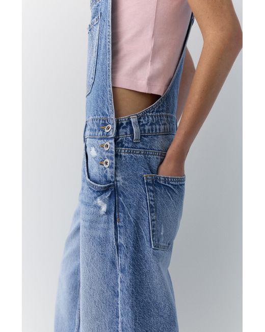 Pull&Bear Blue Long Denim Overalls