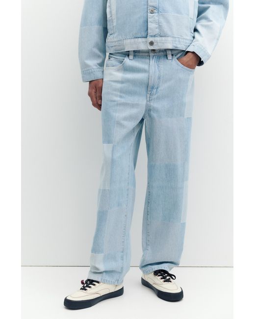 Pull&Bear Baggy Jeans Met Patchworkruit in het Blue voor heren