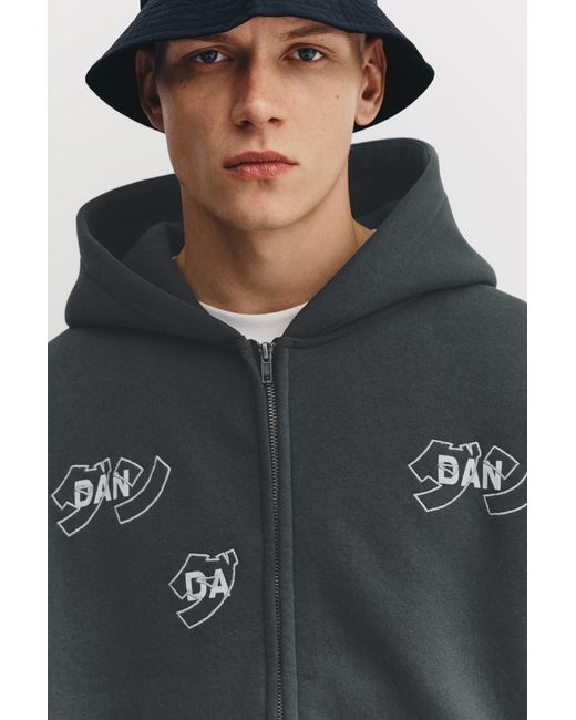 Pull&Bear Black Dan Da Dan Zip-Up Hoodie for men