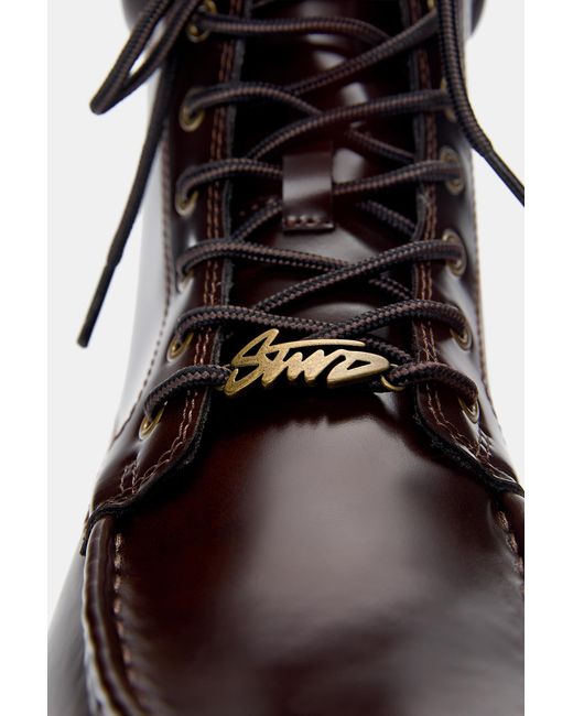 Pull&Bear Black Stwd Lace-Up Boots for men