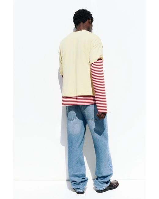 Pull&Bear Natural Cropped Stwd Graphic T-Shirt for men