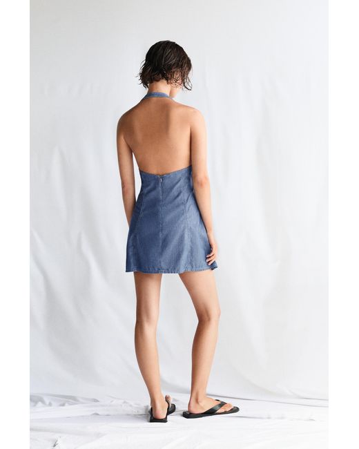 Pull&Bear Blue Short Studded Denim Dress
