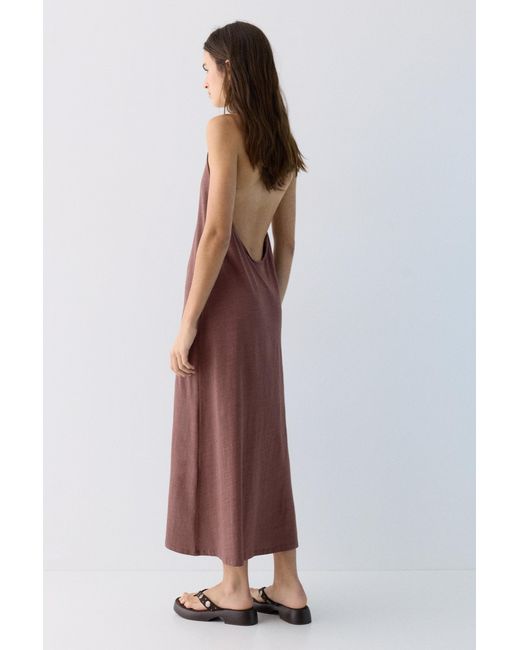 Pull&Bear Gray Halter Midi Dress