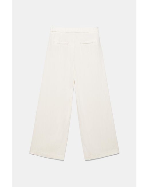 Pull&Bear White Darted Smart Trousers