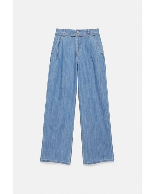 Pull&Bear Blue Wide-Leg Jeans With Drawstring