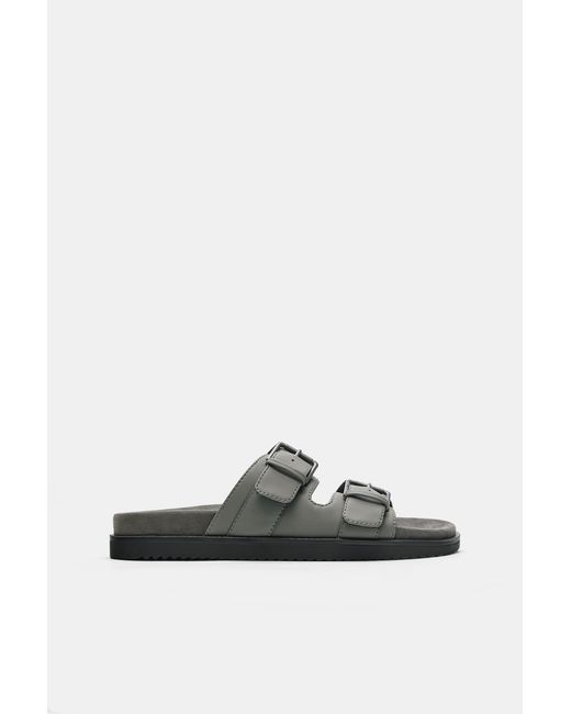 Pull&Bear Green Buckled Sandals for men
