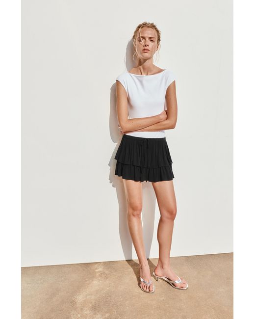 Pull&Bear Black Skort With Ruffles