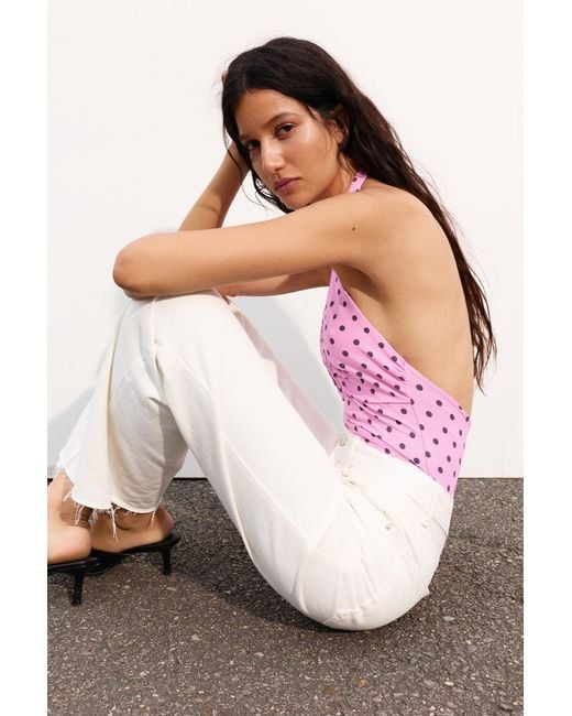 Pull&Bear Pink Gathered Halterneck Bodysuit