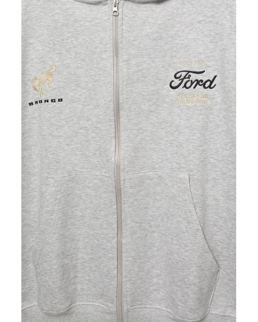Pull&Bear Gray Ford Zip-Up Hoodie for men
