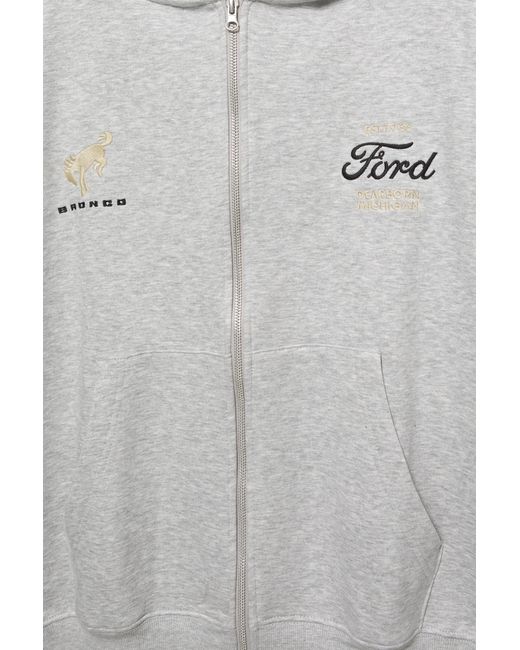 Pull&Bear Gray Ford Zip-Up Hoodie for men