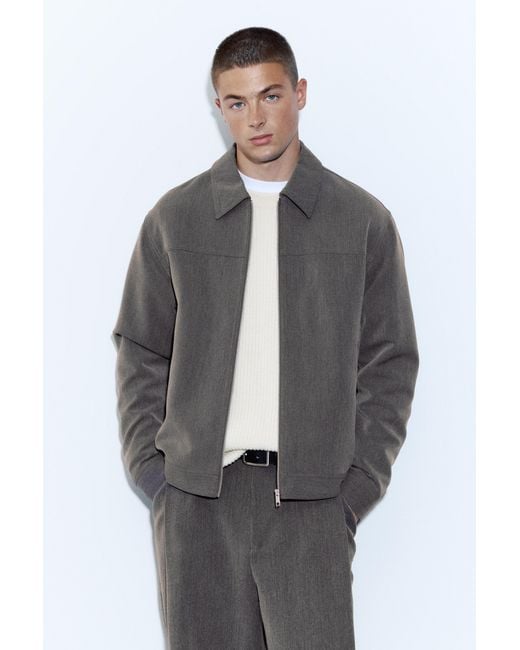 Pull&Bear Basic Jas Met Rits in het Gray voor heren