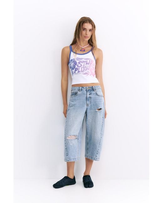 Pull&Bear Blue Pleasures X Stwd Capris Jeans
