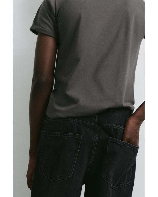 Pull&Bear Black Baggy Jeans for men