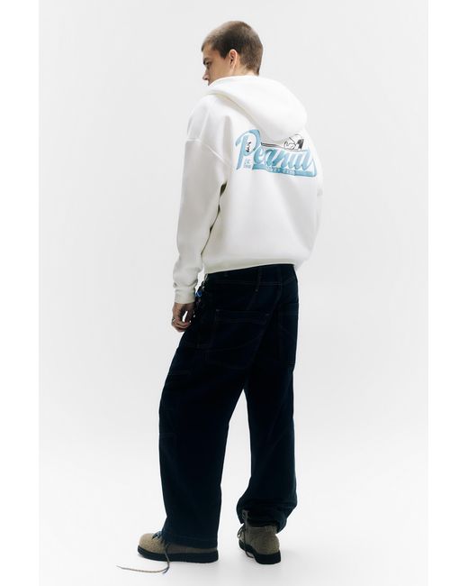 Pull&Bear Blue Peanuts Zip-Up Hoodie for men