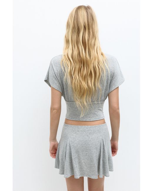 Pull&Bear Gray Ruffled Mini Skirt