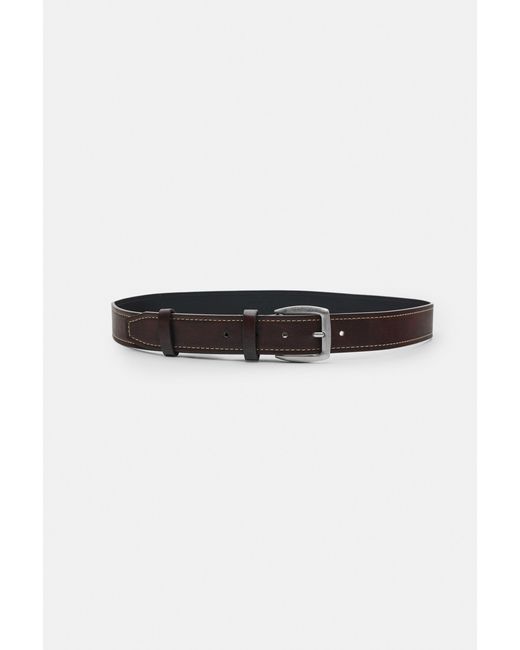 Pull&Bear Brown Leather Effect Belt With Seams for men