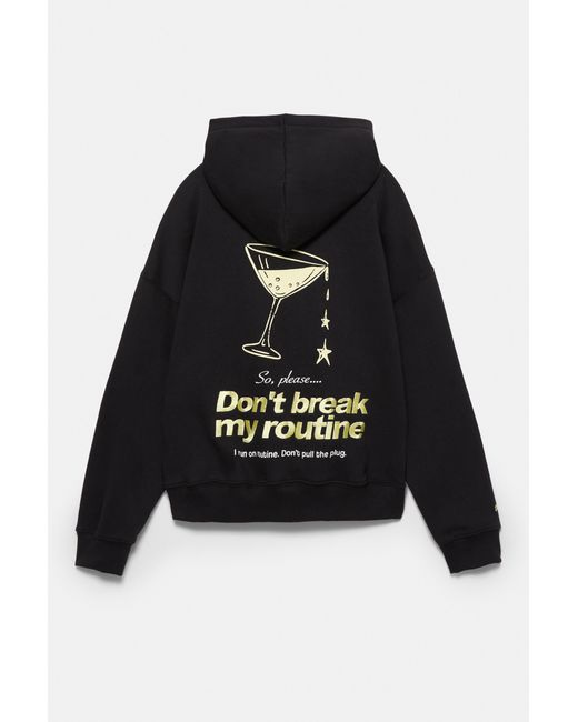 Felpa Con Cappuccio Stelle di Pull&Bear in Black