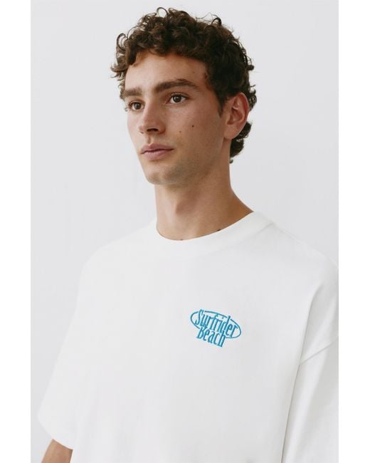 Pull&Bear White Surfrider Beach T-Shirt for men