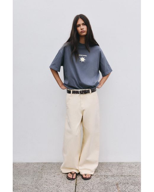 Pull&Bear Blue Short Sleeve T-Shirt With Printed Graphic