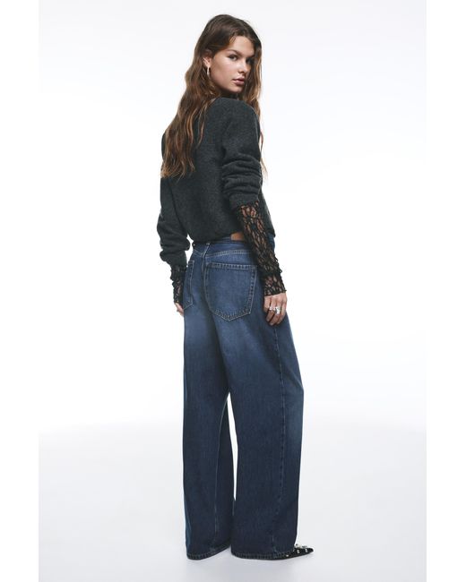 Pull&Bear Blue Baggy Jeans With Drawstring