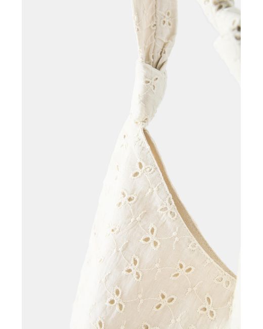 Pull&Bear White Embroidered Tote Bag
