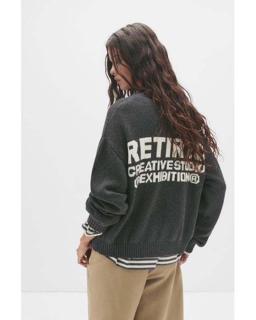 Pull&Bear Black Ribbed Knit Sweater