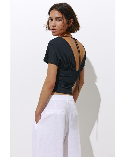 Pull&Bear Blue Gathered V-Neck Top