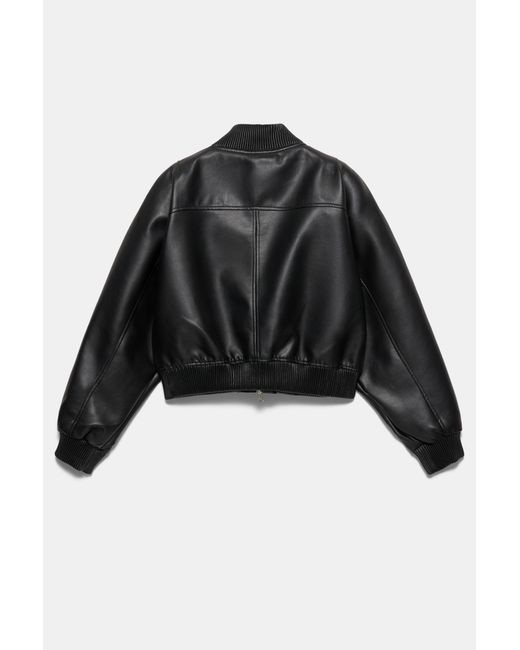 Pull&Bear Bomberjack Met Leereffect in het Black