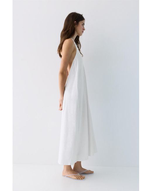 Pull&Bear Natural Halter Midi Dress