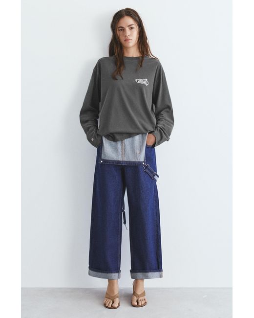 Pull&Bear Black Long Sleeve Graphic T-Shirt
