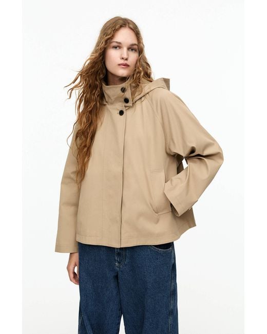 Pull&Bear Blue Short Hooded Trench Coat