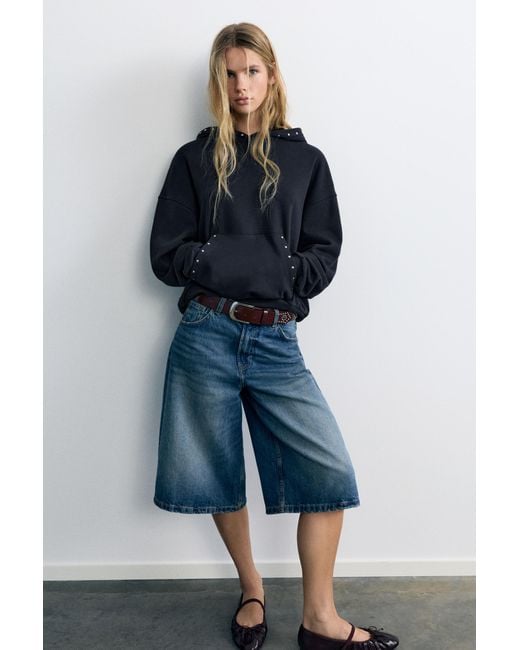 Pull&Bear Blue Studded Hoodie