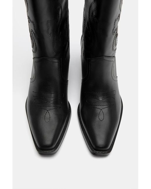 Pull&Bear Black Cowboy Boots