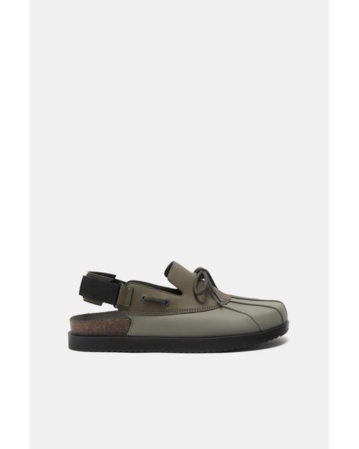 Pull&Bear Blue Lace-Up Clogs Stwd for men