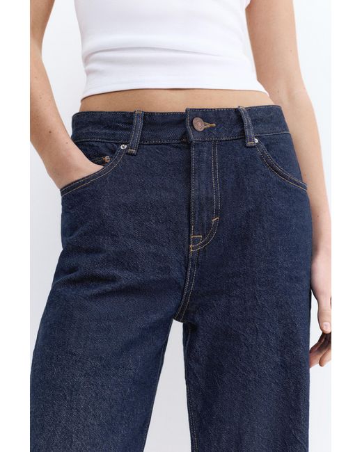 Pull&Bear Blue High-Waist Wide-Leg Jeans