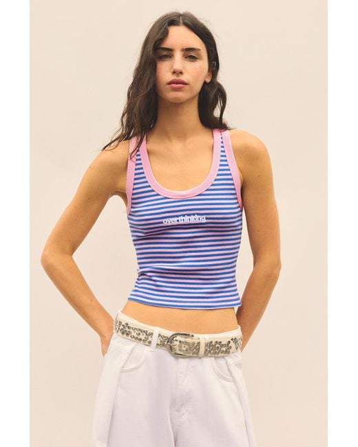 Pull&Bear Gestreepte Tanktop in het Blue