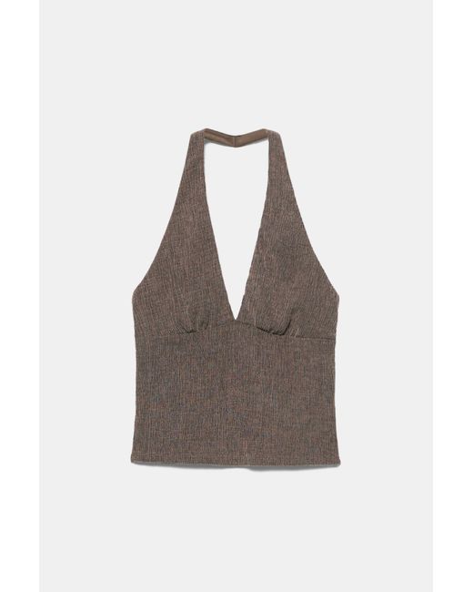 Pull&Bear Brown Halterneck Crepe Top