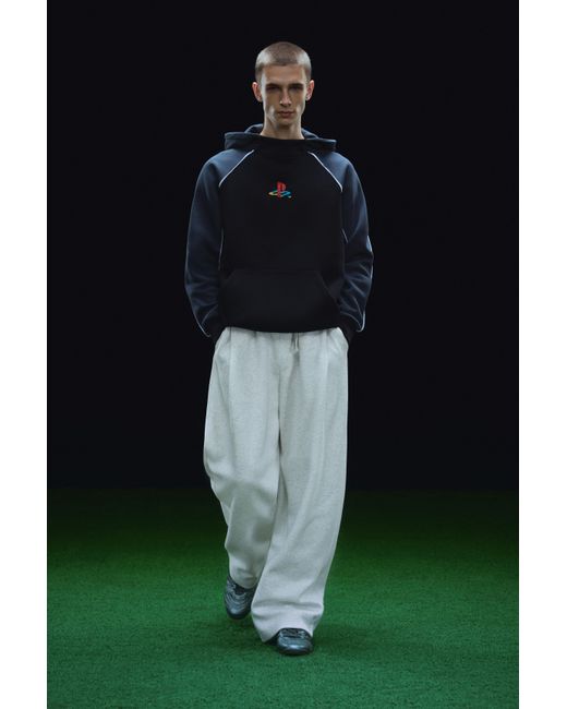 Pull&Bear Green Playstation X Stwd Panelled Hoodie for men