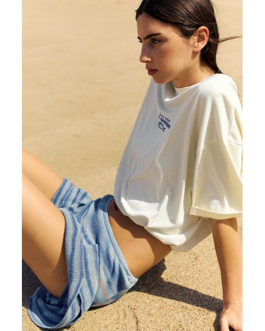 Pull&Bear Blue Oversize Sardine Graphic T-Shirt