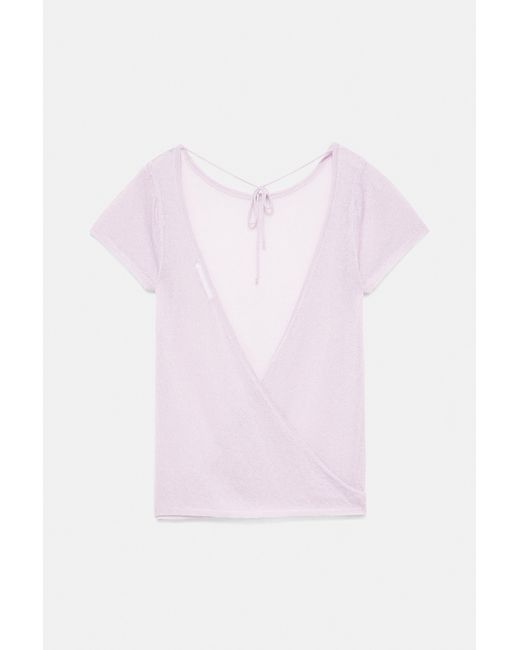 Pull&Bear Pink Short Sleeve Open Back Knit Top