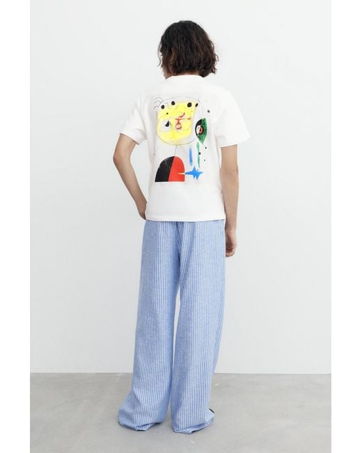 Pull&Bear White Miró Short Sleeve T-Shirt