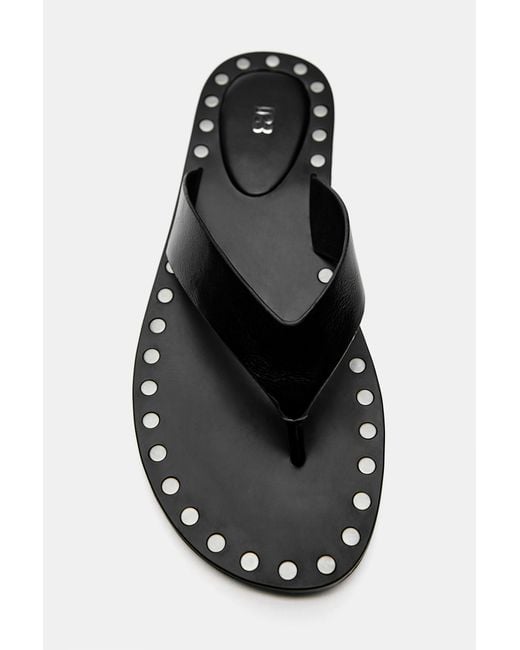 Pull&Bear Black Flat Studded Sandals